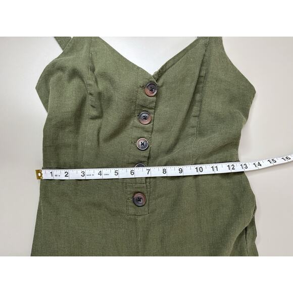 URBAN OUTFITTERS Wide Leg Linen Jumpsuit S Olive Green Tie Back Vest Fit Boho - Picture 9 of 16